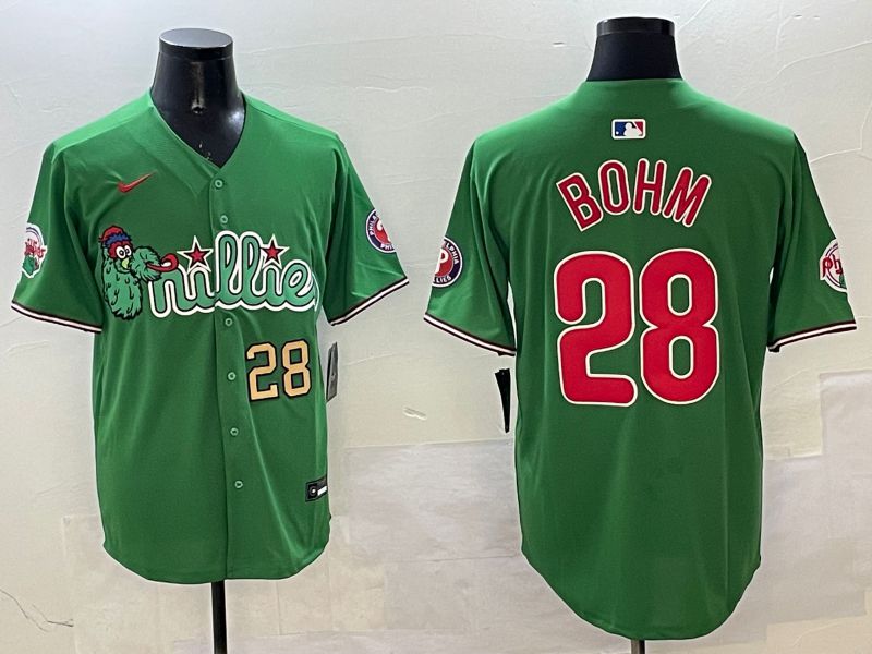 Men Philadelphia Phillies #28 Bohm Green Three generations Joint Name Game 2025 Nike MLB Jersey style 2->chicago cubs->MLB Jersey